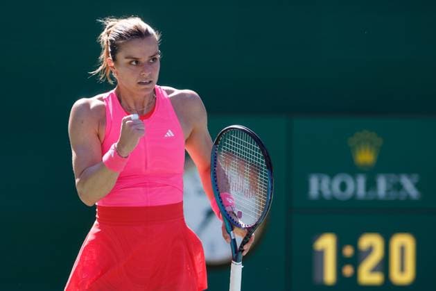 March 10, 2025: Maria Sakkari (GRE) reacts during the round 3 match against Coco Gauff (USA) at the BNP Paribas Open on March 10, 2025, held at the Indian Wells Tennis Garden in Indian Wells, California. Indian Wells USA - ZUMAc04_ 20250310_zma_c04_106 Copyright: xMalxTaamx
