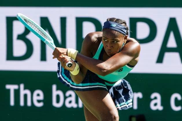 March 10, 2025: Coco Gauff (USA) in action against Maria Sakkari (GRE) during their round 3 match at the BNP Paribas Open on March 10, 2025, held at the Indian Wells Tennis Garden in Indian Wells, California. Indian Wells USA - ZUMAc04_ 20250310_zma_c04_095 Copyright: xMalxTaamx