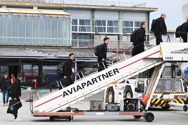 Aston Villa v Club Brugge - UEFA Champions League Media Activities 11 03 2025 OOSTENDE, BELGIUM - MARCH 11 : players of Club Brugge pictured at the Oostende airport before departure for the UEFA Champions League 2024 25 round of 16 match second leg between Aston Villa and Club Brugge on March 11, 2025 in Oostende, Belgium, 11 03 2025 Oostende Belgium  Copyright: xVincentxKalutx
