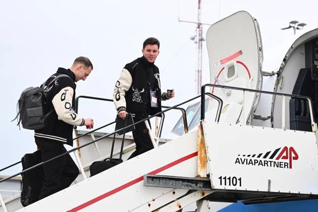 Aston Villa v Club Brugge - UEFA Champions League Media Activities 11 03 2025 OOSTENDE, BELGIUM - MARCH 11 : Nilsson Gustaf forward of Club Brugge; Vetlesen Hugo midfielder of Club Brugge pictured at the Oostende airport before departure for the UEFA Champions League 2024 25 round of 16 match second leg between Aston Villa and Club Brugge on March 11, 2025 in Oostende, Belgium, 11 03 2025 Oostende Belgium  Copyright: xVincentxKalutx