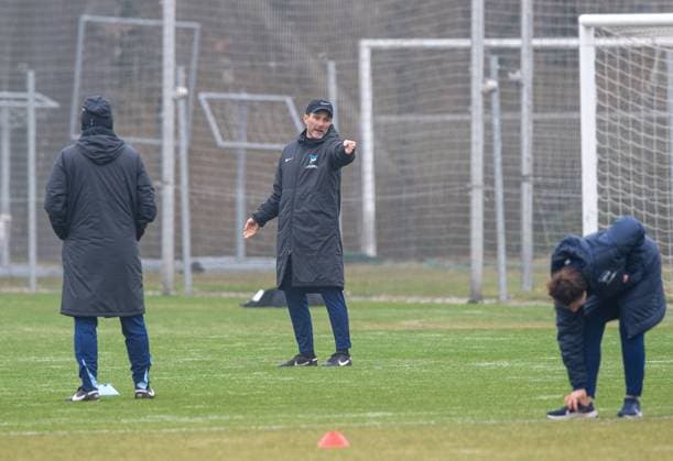 Soccer, Men, Season 2024 25, 2 Bundesliga, Hertha BSC, Training, Coach Stefan Leitl Hertha BSC , 11 03 2025, Copyright: xSebastianxRäppold MatthiasxKochx