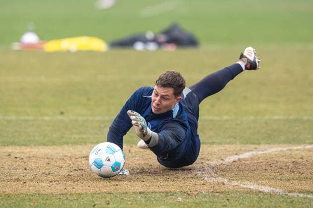 Soccer, Men, Season 2024 25, 2 Bundesliga, Hertha BSC, Training, Goalkeeper Tjark Ernst Hertha BSC , 11 03 2025, Copyright: xSebastianxRäppold MatthiasxKochx