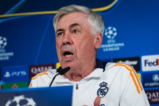 UEFA Champions League 2024 25 Round of 16 Second Leg: Real Madrid CF Training Session and press conference, PK, Pressekonferenz Carlo Ancelotti, head coach of Real Madrid CF, speaks during the press conference during the UEFA Champions League 2024 25 League Round of 16 Second Leg Training Session And Press Conference at Ciudad Real Madrid on March 03, 2025 in Madrid, Spain. Valdebebas Ciudad Real Madrid Madrid Spain Copyright: xAlbertoxGardinx AGardin_20250311_Football_Champions_Real_PC_31