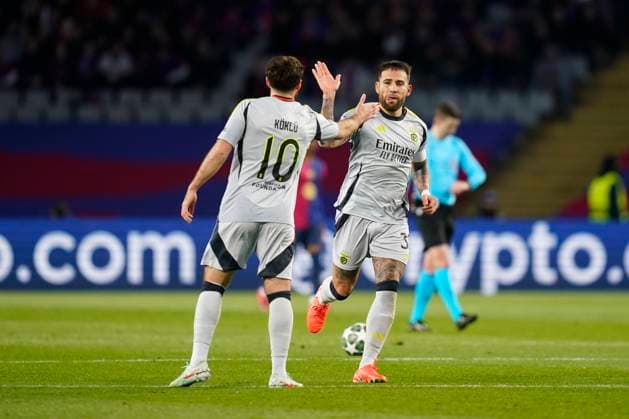 ESP: FC Barcelona, Barca - Benfica. UEFA Champions League match. Round of 16 Nicolas Otamendi of Benfica celebrates the 1-1 during the UEFA Champions League match, Round of 16, between FC Barcelona and Benfica played at Lluis Companys Stadium on March 11 2025 in Barcelona Spain. kpng Copyright: xSergioxRuizx xImagox PS_250311_BAR_BEN_007