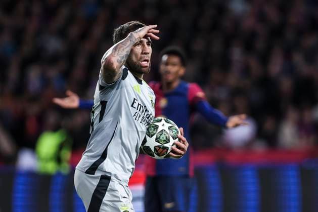 March 11, 2025, Barcelona, Barcelona, SPAIN: Nicolas Otamendi of SL Benfica celebrates a goal during the UEFA Champions League 2024 25 Round of 16 second leg, match between FC Barcelona, Barca and SL Benfica at Estadi Olimpic Lluis Companys on March 11, 2025 in Barcelona, Spain. Barcelona SPAIN - ZUMAa181 20250311_zaa_a181_091 Copyright: xJavierxBorregox