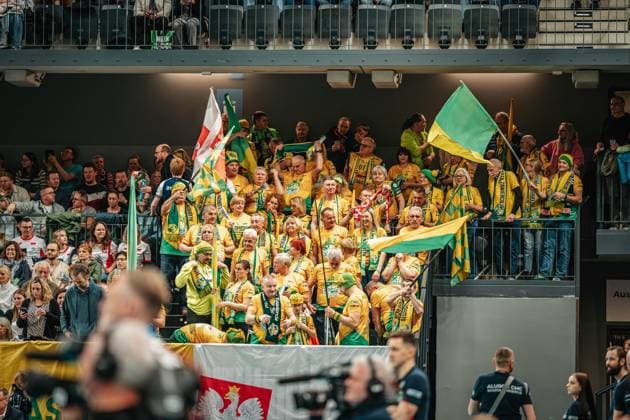 Volleyball Men Season 2024 2025 CEV Champions League 2025 Quarterfinals CLVM 097 SVG Lüneburg GER vs Aluron CMC Warta Zawiercie POL 11 03 2025 The fans of Aluron CMC Warta ZAWIERCIE cheer Lüneburg LKH Arena Niedersachsen Germany