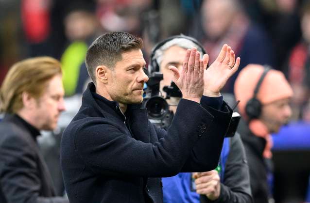 Coach Xabier Xabi ALONSO LEV Football Champions League, 1 8 Final Second leg, Bayer 04 Leverkusen LEV FC Bayern Muenchen M , on 11 03 2025 in Leverkusen Germany UEFA regulations prohibit any use of photographs as image sequences and or quasi video Â