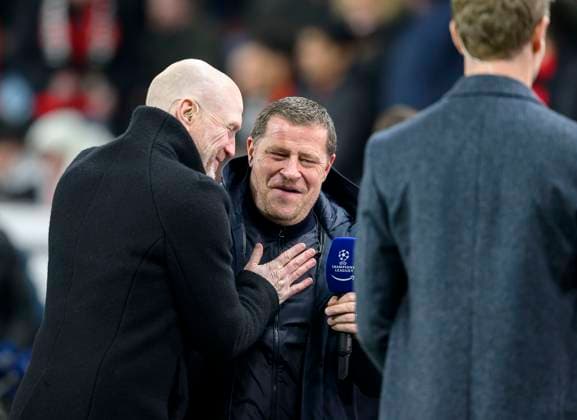 f l Matthias SAMMER, TV expert, Max EBERL M, Chief Sports Officer Football Champions League, 1 8 Final second leg, Bayer 04 Leverkusen LEV FC Bayern Muenchen M , on 11 03 2025 in Leverkusen Germany UEFA regulations prohibit any use of photographs as image sequences and or quasi video Â
