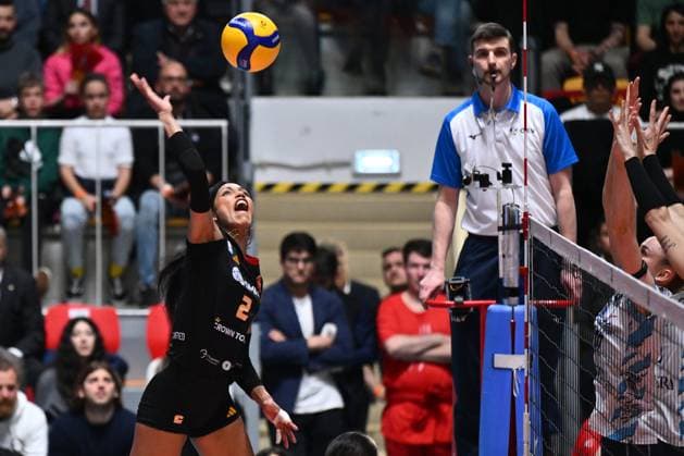 Wilma Salas of Roma Volley Club during the CEV Challenge Cup Final 2st Leg match between SMI Roma Volley and Reale Mutua Fenera Chieri 76 on March 11, 2025 at Palazzetto dello in Rome, Italy.  Copyright: xDomenicoxCippitelli IPAxSportx xipa-agency.netx xx IPA_55220346 IPA_Agency_IPA55220346