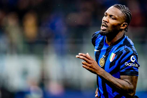 FC Internazionale Milan forwarder Marcus Thuram scores the 1 0 and celebrating the goal during the match Inter Feyenoord at the San Siro Stadium for the UEFA Champions League Round of 16 2st leg season 2024 2025 in MILAN, Italia on 11 march 2025, photo by Marcel van Dorst EYE4images DeFodi Images