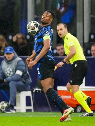 UEFA Champions League: FC Internationale Milan v Feyenoord Milan - Denzel Dumfries of FC Inter Milan during the 2nd leg of the round of 16 of new format of the Champions League 2024 2025. The match is set between FC Internationale Milan and Feyenoord at Giuseppe Meazza San Siro on 11 March 2025 in Milan, Italy. Copyright: xYannickxVerhoevenx