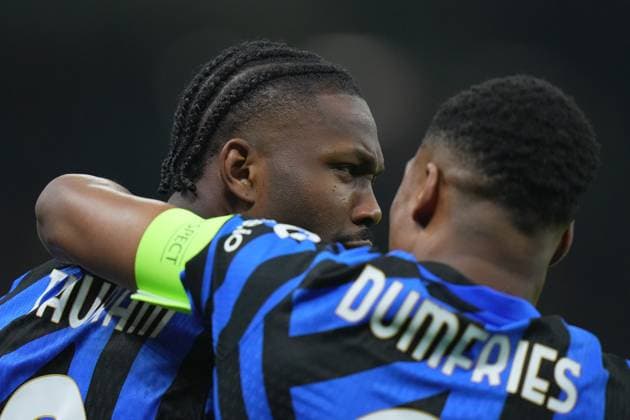 Inter Milan s Marcus Thuram celebrates after scoring 1-0 during the Uefa Champions League soccer match between Inter and Feyenoord at the San Siro Stadium in Milan, north Italy - Tuesday , March 11 , 2025. - Soccer .  Copyright: xSpada LaPressex