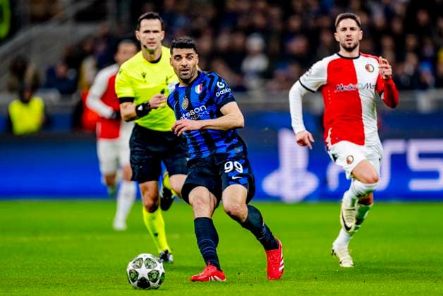 FC Internazionale Milan forwarder Mehdi Taremi during the match Inter Feyenoord at the San Siro Stadium for the UEFA Champions League Round of 16 2st leg season 2024 2025 in MILAN, Italia on 11 march 2025, photo by Marcel van Dorst EYE4images DeFodi Images