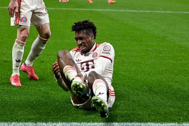 11 03 2025, Football UEFA Champions League 2024 2025, Round of 16, Bayer 04 Leverkusen FC Bayern München, in the BayArena, Kingsley Coman FC Bayern München DFL and DFB regulations prohibit any use of photographs as image sequences and or quasi video