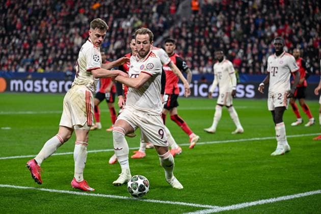 11 03 2025, Football UEFA Champions League 2024 2025, Round of 16, Bayer 04 Leverkusen FC Bayern München, in the BayArena, Harry Kane FC Bayern München DFL and DFB regulations prohibit any use of photographs as image sequences and or quasi video
