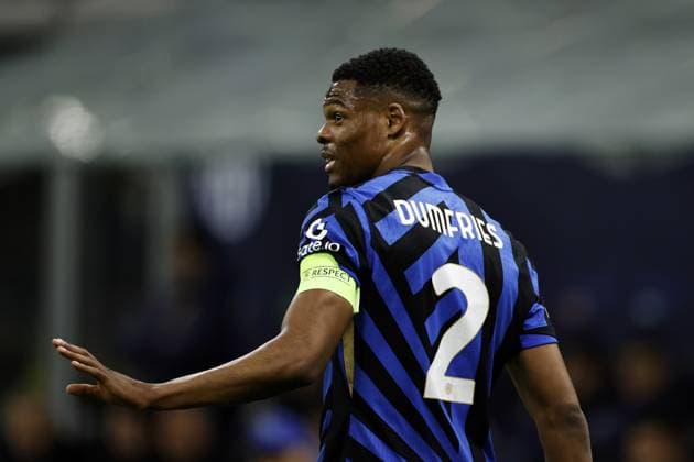 MILAN - Denzel Dumfries of FC Internazionale Milano during the UEFA Champions League match between Internazionale Milano and Feyenoord at the San Siro stadium on March 11, 2025 in Milan, italy. ANP MAURICE VAN STEEN UEFA Champions League 2024 25 Round of 16 Second Leg 2024 25 xVIxANPxSportx xxANPxIVx 522143410 originalFilename: 522143410.jpg