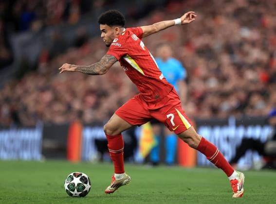 Fußball UEFA Champions League Achtelfinale Liverpool gegen Paris Saint Germain 11. März 2025 UEFA Champions League Achtelfinale Liverpool gegen Paris Saint Germain Luis Diaz von Liverpool Foto Simon Stacpoole Abseits Liverpool UK  Copyright: xSimonxStacpoolexOffside