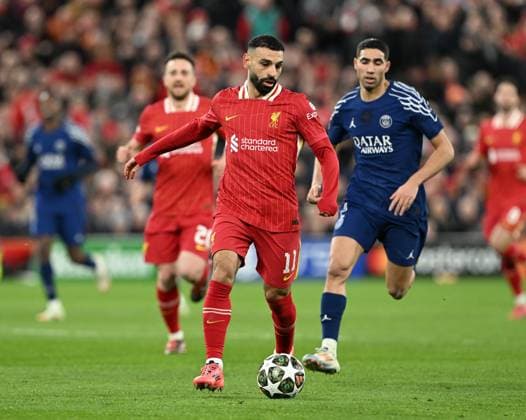 Liverpool, England, 11th March 2025. Mohamed Salah of Liverpool during the UEFA Champions League match Liverpool vs Paris Saint Germain at Anfield, Liverpool. Picture credit should read: Cody Froggatt Sportimage EDITORIAL USE ONLY. No use with unauthorised audio, video, data, fixture lists, club league logos or live services. Online in-match use limited to 120 images, no video emulation. No use in betting, games or single club league player publications. SPI_CF_047_Man_City_Real_Madrid SPI-3739-0047