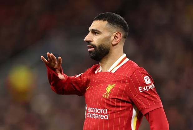 Mohamed Salah of Liverpool Liverpool v Paris Saint-Germain, UEFA Champions League, Round of 16, Second Leg, Football, Anfield, Liverpool, UK - 11 Mar 2025 EDITORIAL USE ONLY No use with unauthorised audio, video, data, fixture lists, club league logos or live services. Online in-match use limited to 120 images, no video emulation. No use in betting, games or single club league player publications. Copyright: xRyanxBrowne Shutterstockx 15188180bk