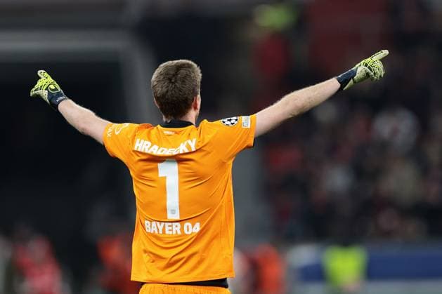 Lukas Hradecky Bayer 04 Leverkusen in the round of 16 second leg of the 2024 UEFA Champions League season 25 Bayer Leverkusen FC Bayern Munich Copyright Thomas Pakusch Copyright: Thomas Pakusch