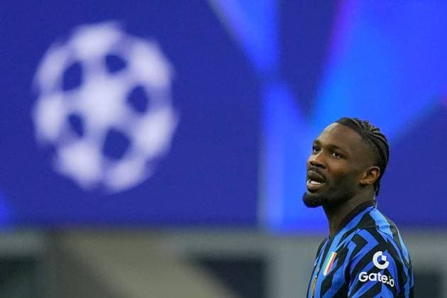 Inter Milan s Marcus Thuram during the Uefa Champions League soccer match between Inter and Feyenoord at the San Siro Stadium in Milan, north Italy - Tuesday , March 11 , 2025. - Soccer .  Copyright: xSpada LaPressex