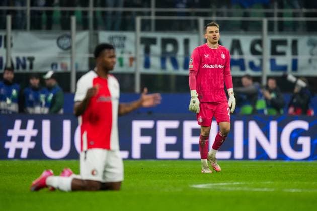 UEFA Champions League: FC Internationale Milan v Feyenoord Milan - Feyenoord keeper Timon Wellenreuther during the 2nd leg of the round of 16 of new format of the Champions League 2024 2025. The match is set between FC Internationale Milan and Feyenoord at Giuseppe Meazza San Siro on 11 March 2025 in Milan, Italy. Copyright: xTomxBodex