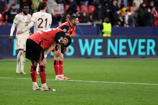 The players of Beyer 04 Leverkusen and FC Bayern Munich after the round of 16 second leg of the UEFA Champions League 2024 season 25 Bayer Leverkusen FC Bayern Munich Copyright Thomas Pakusch Copyright: Thomas Pakusch