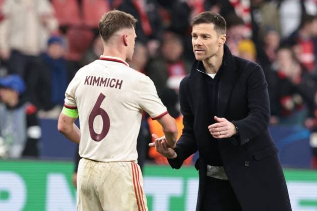 Head coach Xabi Alonso Bayer 04 Leverkusen and Joshua Kimmich FC Bayern Munich during the round of 16 second leg of the UEFA Champions League 2024 season 25 Bayer Leverkusen FC Bayern Munich Copyright Thomas Pakusch Copyright: Thomas Pakusch