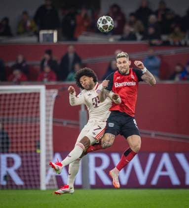 Leverkusen, Germany 11th Mar 2025 Serge Gnabry FCB Robert Andrich LEV Bayer Leverkusen FC Bayern Munich 11 03 2025