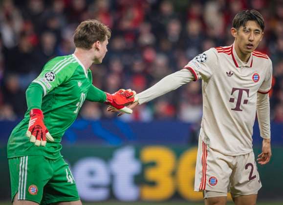 Leverkusen, Germany 11th Mar 2025 Jonas Urbig FCB Hiroki Ito FCB Bayer Leverkusen FC Bayern Munich 11 03 2025