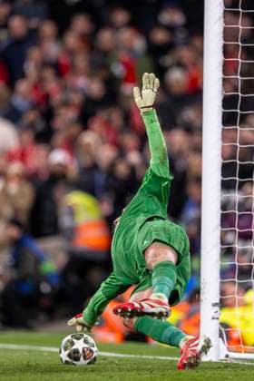 Liverpool FC v Paris Saint-Germain - UEFA Champions League 2024 25 Round of 16 Second Leg Gianluigi Donnarumma of Paris Saint-Germain save penalty of Curtis Jones during the penalty competition in the UEFA Champions League football match between Liverpool and Paris Saint-Germain at Anfield, Liverpool England Liverpool  Copyright: xRichardxCallis SPPx