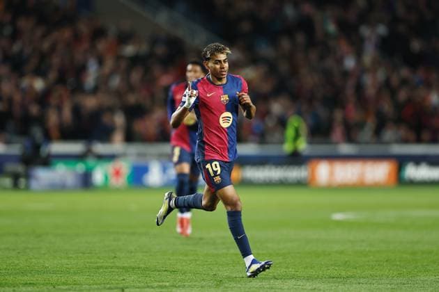 Lamine Yamal (Barcelona), MARCH 11, 2025 - Football Soccer : Yamal celebrate after his goal during UEFA Champions League Round of 16 2nd leg match between FC Barcelona, Barca 3-1 SL Benfica at the Estadi Olimpic Lluis Companys in Barcelona, Spain. Noxthirdxpartyxsales  (284505990)