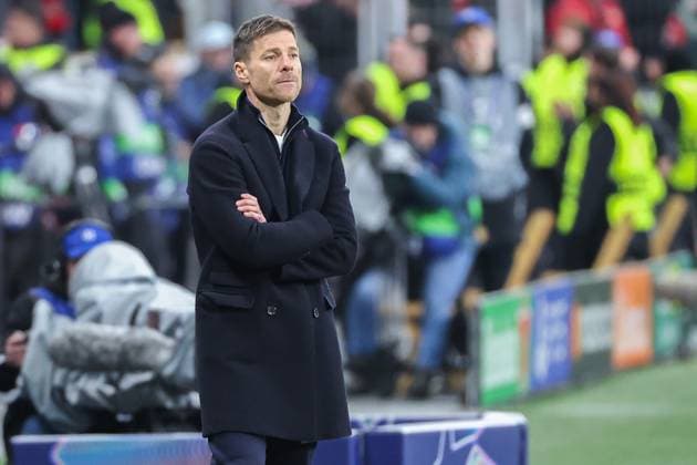 UEFA Champions League Bayer 04 Leverkusen FC Bayern Munich on 11 03 2025 at the BayArena in Leverkusen Coach Xabi Alonso Leverkusen dissatisfied, disappointed, disappointed, dejected MH