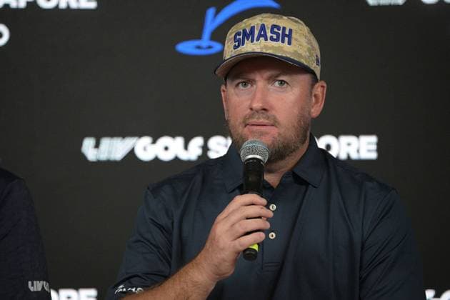 (250312) -- SINGAPORE, March 12, 2025 -- Smash s Graeme McDowell of Northern Ireland attends the pre-competition press conference, PK, Pressekonferenz of LIV Golf Singapore held at Sentosa Golf Club in Singapore on March 12, 2025. (Photo by Then Chih Wey Xinhua) (SP)SINGAPORE-GOLF-LIV GOLF-PRESS CONFERENCE XinxJiapo 