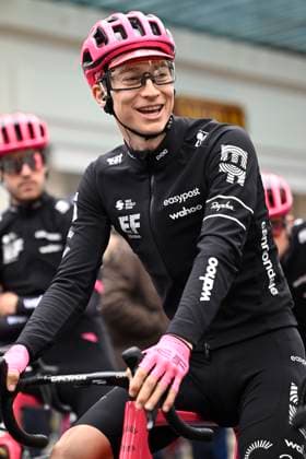 Paris - Nice 2025 - stage 4 LA LOGE DES GARDES, FRANCE - MARCH 12 : Powless Neilson (USA) of Ef Education - Easypost during stage 4 of the 83th edition of the Paris - Nice cycling race, a stage of 163,4km with start in Vichy and finish in La Loge Des Gardes on March 12, 2025 in La Loge Des Gardes, France, 12 03 2025 ( Motordriver Kenny Verfaillie - La Loge Des Gardes France  Copyright: xNicoxVereeckenx