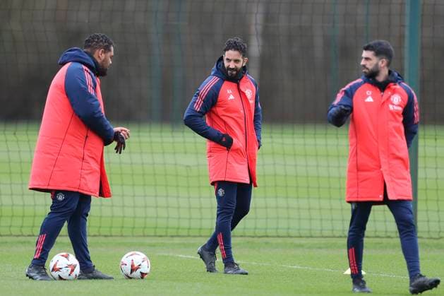 Manchester United, ManU Training Manchester United Manager Ruben Amorim during the Manchester United Training session ahead of the UEFA Europa League Round of 16, 2nd Leg match vs Real Sociedad, Carrington Training Centre, Manchester, England, United Kingdom on 12 March 2025 Credit: Phil Duncan Every Second Media Editorial use only. All images are copyright Every Second Media Limited. No images may be reproduced without prior permission. Copyright: xIMAGO EveryxSecondxMediax ESM-1364-0002 PhilxDuncanx xEveryxSecondxMediax