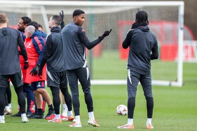Manchester United, ManU Training Manchester United forward Chido Obi-Martin (56) during the Manchester United Training session ahead of the UEFA Europa League Round of 16, 2nd Leg match vs Real Sociedad, Carrington Training Centre, Manchester, England, United Kingdom on 12 March 2025 Credit: Phil Duncan Every Second Media Editorial use only. All images are copyright Every Second Media Limited. No images may be reproduced without prior permission. Copyright: xIMAGO EveryxSecondxMediax ESM-1364-0015 PhilxDuncanx xEveryxSecondxMediax