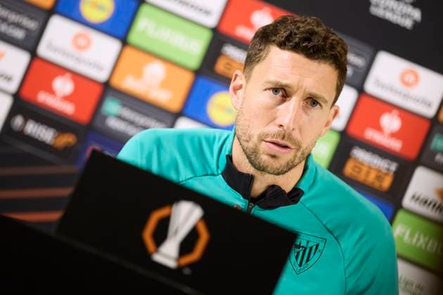 Fußball, EL, Athletic Bilbao Pressekonferenz Athletic Club v AS Roma - UEFA Europa League 2024 25 Round of 16 Second Leg press conference, PK, Pressekonferenz Oscar de Marcos of Athletic Club attends the press conference prior to the UEFA Europa League 2024 25 Round of 16 Second Leg match between Athletic Club and AS Roma at San Mames on March 12, 2025, in Bilbao, Spain. Bilbao San Mames Basque Country Spain RL_ATHvASR_000009 Copyright: xRicardoxLarreinax