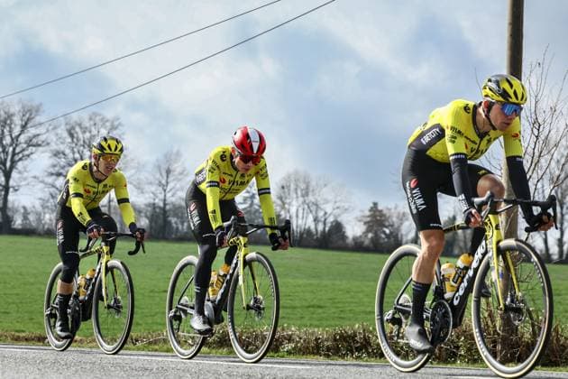 Danish Jonas Vingegaard Hansen of Team Visma-Lease a Bike pictured in action during stage four of the 83th edition of the Paris-Nice cycling race, 163,4km from Vichy to La Loge des Gardes, France, Wednesday 12 March 2025. DAVIDxPINTENS  x114757607x