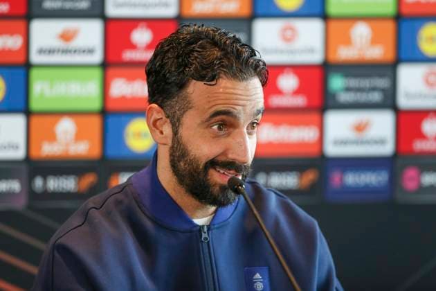 Manchester United, ManU Training Manchester United Manager Ruben Amorim during the Manchester United press conference, PK, Pressekonferenz ahead of the UEFA Europa League Round of 16, 2nd Leg match vs Real Sociedad, Carrington Training Centre, Manchester, England, United Kingdom on 12 March 2025 Credit: Phil Duncan Every Second Media Editorial use only. All images are copyright Every Second Media Limited. No images may be reproduced without prior permission. Copyright: xIMAGO EveryxSecondxMediax ESM-1364-0047 PhilxDuncanx xEveryxSecondxMediax