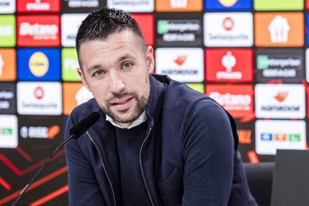 FRANKFURT, 12-03-2025. Deutsche Bank Park. 8th final Europa Leaguefootball, season, 2024 2025. press conference, PK, Pressekonferenz Ajax. Ajax Trainer Francesco Farioli. Press conference Ajax  x28283859x Copyright: