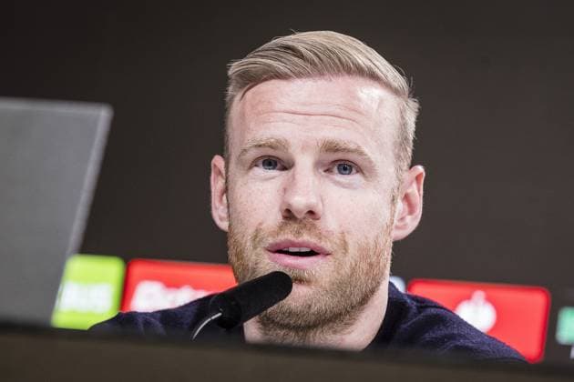 FRANKFURT, 12-03-2025. Deutsche Bank Park. 8th final Europa Leaguefootball, season, 2024 2025. press conference, PK, Pressekonferenz Ajax. Ajax player Davy Klaassen. Press conference Ajax  x28283952x Copyright: