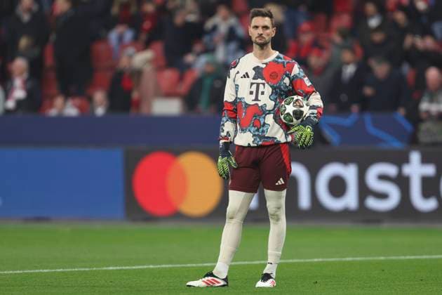 Goalkeeper Sven Ulreich FC Bayern München looks on during the UEFA Champions League 2024 25 Round of 16 Second Leg match between Bayer 04 Leverkusen and FC Bayern München at BayArena on March 11, 2025 in Leverkusen, Germany Photo by Oliver Kaelke DeFodi Images
