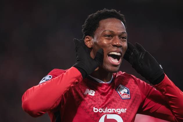 12 03 2025, UEFA Champions League, round of 16, Lille OSC Borussia Dortmund, Jonathan David LOSC Lille celebrates the 1-0 goal, Lille Stade Pierre Mauroy Decathlon Arena Paris xRHR PHOTO DEx Copyright: DennisxEwert RHR-FOTOx RHR-FOTO DE