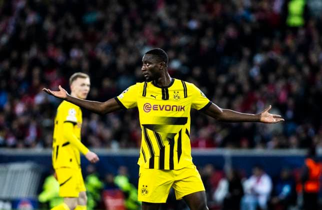Lille, Stade Pierre Mauroy, 12 03 2025 Serhou Guirassy of Dortmund reacts during the match of the Championsleague Round 16 between Lille OSC v Borussia Dortmund