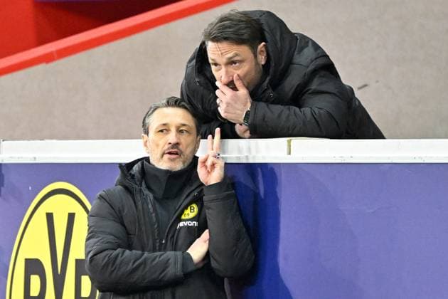 Lille, Stade Pierre Mauroy, 12 03 25, FRA, Men, UEFA Champions League, Season 2024 2025, Round of 16, OSC Lille Borussia Dortmund Picture from left Coach Niko KOVAC Dortmund and Co-Coach Robert KOVAC Dortmund UEFA regulations prohibit any use of photographs as image sequences and or quasi video Hauts de France France