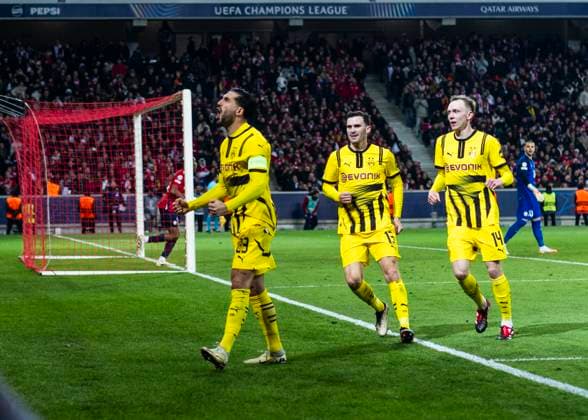Lille, Stade Pierre Mauroy, 12 03 2025 Emre Can of Dortmund celebrates scoring the 1 1 goal during the match of the Championsleague Round 16 between Lille OSC v Borussia Dortmund