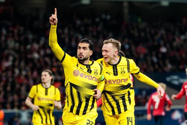 UEFA Champions League, LOSC Lille Borussia Dortmund 12 03 2025 Celebration for 1 1 by Emre Can Borussia Dortmund, 23 after penalty UEFA Champions League round of 16 second leg, LOSC Lille Borussia Dortmund Lille, Stade Pierre Mauroy on 12 03 2025 Copyright: xBEAUTIFULxSPORTS Wunderlx