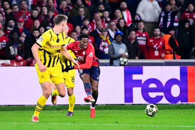 FOOTBALL : Lille vs Borussia Dortmund - Ligue des Champions - 12 03 2025 Jonathan David ( 9 - Lille ) during UEFA Champions League match between Lille OSC and Borussia Dortmund at Stade Pierre Mauroy on March 12, 2025 in Lille, France. ( Photo by Dante Badano PsnewZ ) - LilleFrance  Copyright: xDantexBadanox