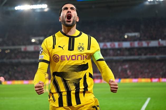 Lille, Stade Pierre Mauroy, 12 03 25, FRA, Men, UEFA Champions League, Season 2024 2025, Round of 16, OSC Lille Borussia Dortmund Image Emre CAN Dortmund celebrates after his goal for 1 1 UEFA regulations prohibit any use of photographs as image sequences and or quasi video Hauts de France France